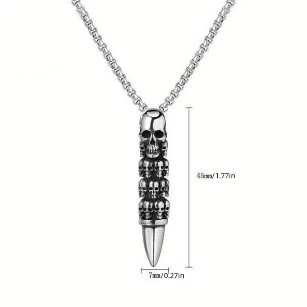 Silver Skull Pendant Necklace